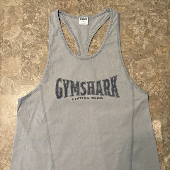 Gymshark Shirt Mens Large Grey Heritage Washed Stringer Tank Top Lifting Club - Picture 4 of 10